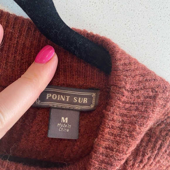 Point Sur Button Back Waffle Sweater In Rust - Picture 4 of 4